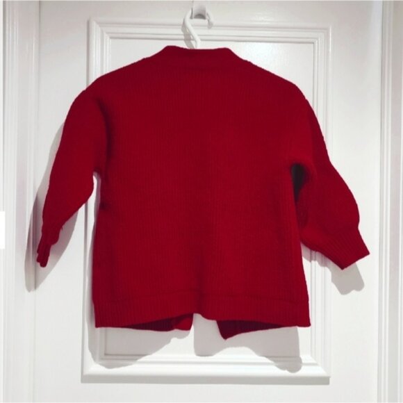 WILFRED FREE 100٪ Italian Merino Wool Rare Knit Crimson Red Open Cardigan - Picture 3 of 10